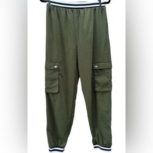Doe & Rae Olive Green Cargo Jogger Pants High Waist Womens Small